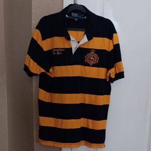 Ralph Lauren Navy and Gold Striped Polo Shirt